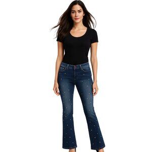 Peace Love World Dark Wash Star Studded Bootcut Jeans Size 4 — Y2K Flare Glam